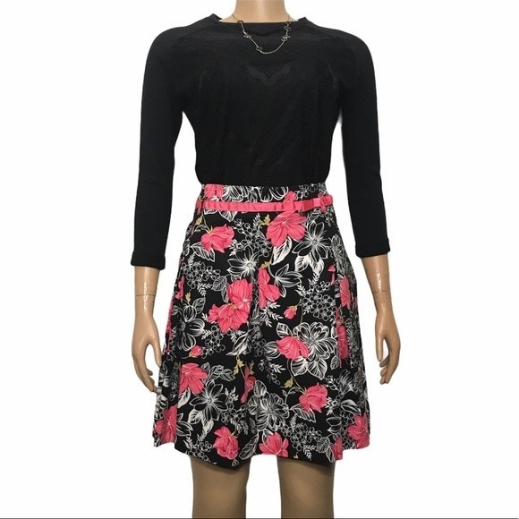 Envision Avenue Skirts Floral High Waist Pleated multi color Bow Ribbon size 16 - Picture 11 of 11